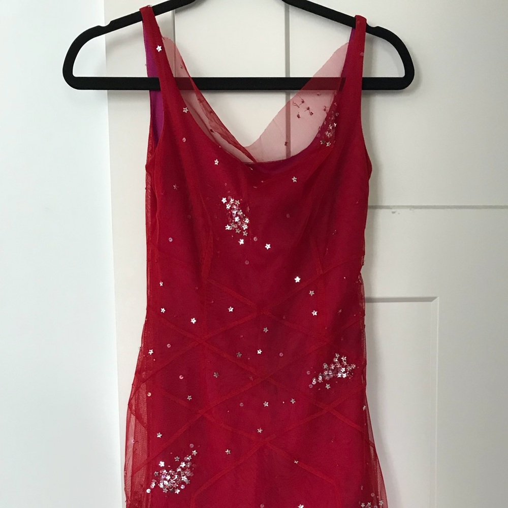 Bcbg Maxazria Size 0 Red Netted Sequin Dress - image 5